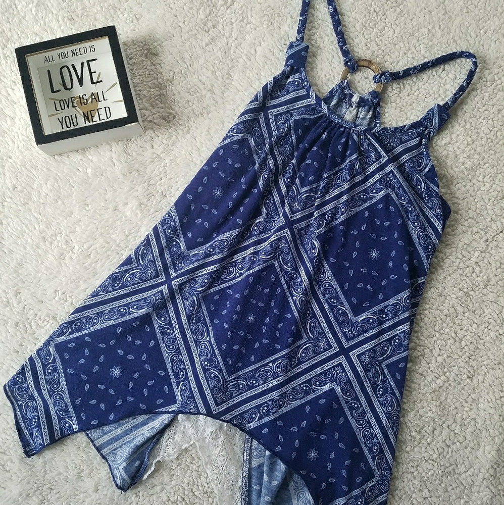 Bandana Design blue tank top